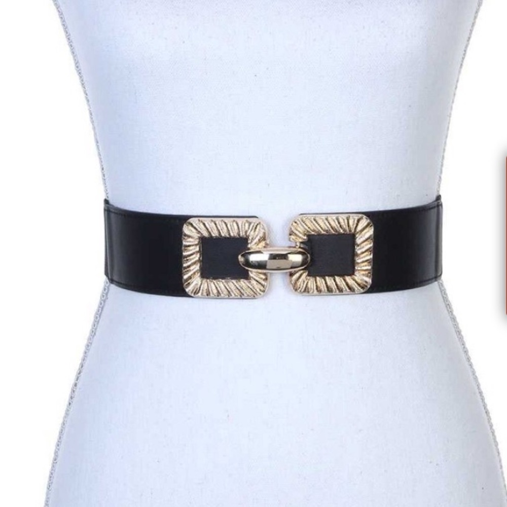 Square metal buckle stretch belt